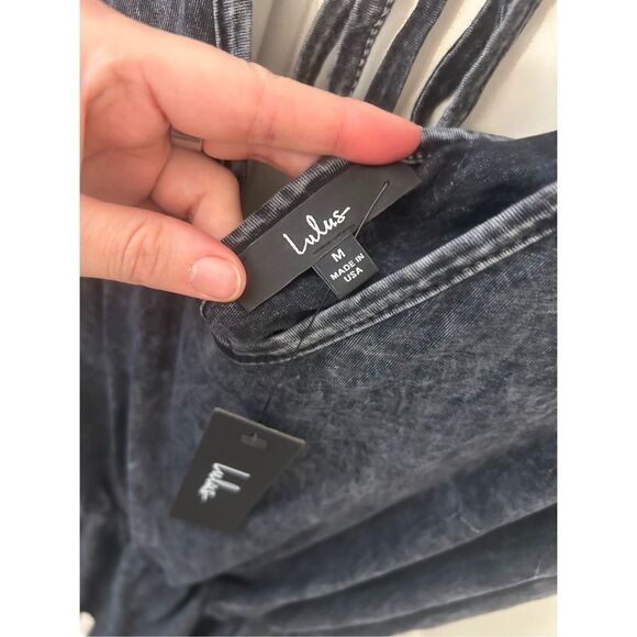 Lulu’s NWT Casual Cutie Washed Gray Short Sleeve Romper, Sz Medium, MP $58 - Picture 13 of 13